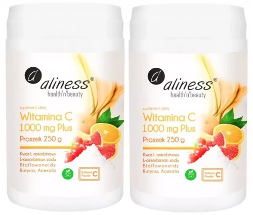Zestaw 2x Aliness Witamina C 1000 mg Buforowana PLUS x 250g proszek