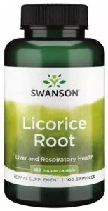 Swanson Licorice - Lukrecja 450mg 100 kapsułek - Odporność Wątroba Układ Oddechowy