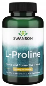 Swanson L-Proline - L-Prolina 500mg 100 kapsułek - Stawy Kości Synteza Kolagenu