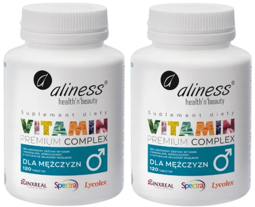 Zestaw 2x Premium Vitamin Complex dla mężczyzn, 120 tabletek, Aliness