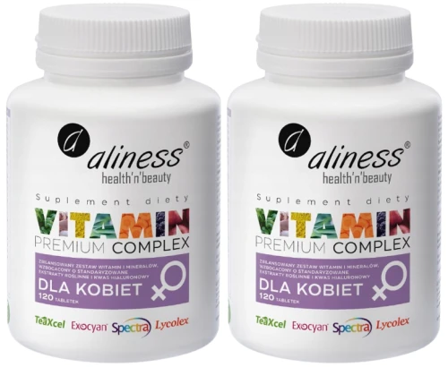 Zestaw 2x Premium Vitamin Complex dla kobiet, 120 tabletek, Aliness
