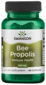 Swanson Bee Propolis 550mg 60 kapsułek - Drogi Oddechowe Odporność Jama Ustna