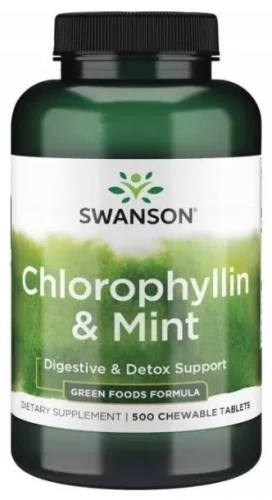 Chlorofil z miętą 500 tabl do ssania, Swanson