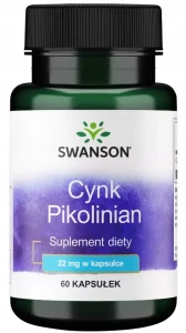 Swanson Cynk (pikolinian) 22mg 60 kapsułek - Odporność Mięśnie Skóra