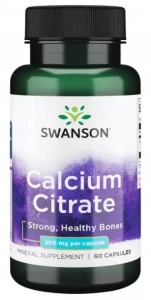 Swanson Calcium Citrate - Cytrynian wapnia 200mg 60 kapsułek - Układ Nerwowy Kości Mięśnie