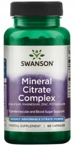 Swanson Mineral Citrate Complex - Kompleks Cytrynianów 60 kapsułek - Odporność Układ Nerwowy Mięśnie