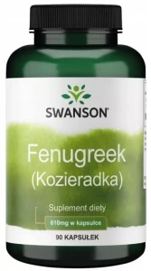 Swanson Fenugreek - Kozieradka 610mg 90 kapsułek - Metabolizm Glukozy Trawienie Apetyt