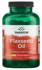 Swanson Flaxseed Oil - Siemię lniane 1000mg 100 żelków - Serce Cholesterol Mózg Układ Nerwowy