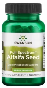 Swanson FS Alfalfa Seed - Lucerna siewna 400mg 60 kapsułek - Cholesterol Trawienie Układ Pokarmowy