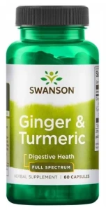 Swanson Ginger & Turmeric - Imbir & Turmeric 60 kapsułek - Przeciwzapalne Zmniejszenie Bólu Stawów