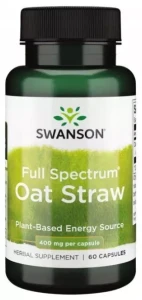 Swanson FS Oat Straw - Owies zwyczajny 400mg 60 kapsułek - Koncentracja Redukcja Stresu i Napięcia