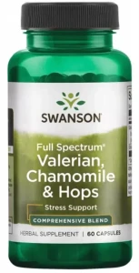 Swanson FS Valerian Chamomile & Hops - Waleriana Rumianek i Chmiel 60 kapsułek - Relaks Sen Układ Nerwowy 