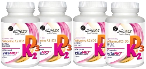 Zestaw 4x Witamina K2 i D3 100 mcg 60 kaps Aliness