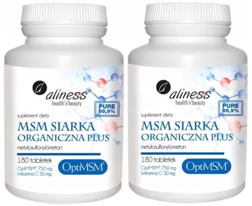 Zestaw 2x MSM Siarka Organiczna PLUS x 180 tabletek, Aliness