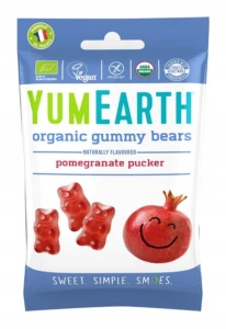 YUMEARTH Żelki miśki owoc granatu EKO (Gummy Bears) 50g - Smaczna Owocowa Przekąska 
