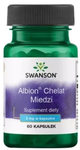 Swanson Albion Chelat Miedzi 2mg 60 kapsułek - Układ Nerwowy Prawidłowy Transport Żelaza