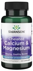 Swanson Chelated Calcium & Magnesium - Chelat Wapnia i Magnezu 60 kapsułek - Kości Zęby i Mięśnie