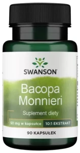 Swanson Bacopa Monnieri 10:1 extract 90 kapsułek - Funkcje Poznawcze Spokój Umysłu Redukcja Stresu