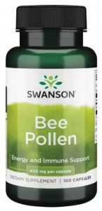 Swanson Bee Pollen (pyłek pszczeli) 400mg 100 kapsułek - Odporność Witalność Energia