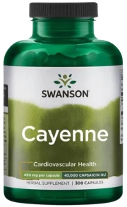 Swanson Cayenne - Pieprz Kajeński 450mg 300 kapsułek - Krążenie Trawienie Metabolizm