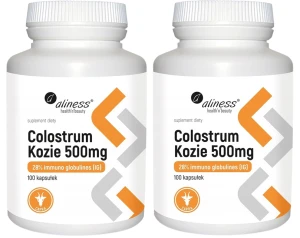 Zestaw 2x - Aliness Colostrum Kozie 28% IG 500 mg 100 kapsułek - Odporność Regeneracja Zmniejszenie Zmęczenia