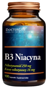 Doctor Life B3 Niacyna 250 mg + Kwas nikotynowy 16 mg 100 kapsułek - Serce Krążenie Skóra Cholesterol