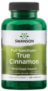 Swanson True Cinnamon - Cynamon Cejloński 300mg 120 kapsułek - Glukoza Serce Krążenie Trawienie