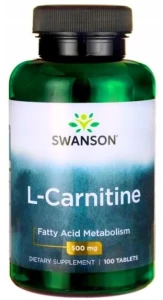 Swanson L-Carnitine - L-karnityna 500mg 100 tabletki - Spalacz Tłuszczu Regeneracja Mięśnie
