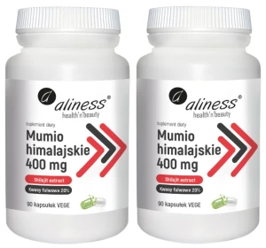Zestaw 2x - Aliness Mumio himalajskie (Shilajit extract) 400mg 90 kapsułek VEGE - Sprawność Seksualna Układ Moczowy Masa Ciała