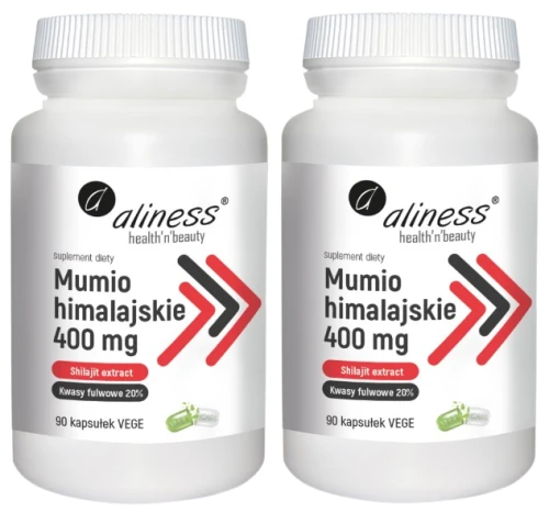 Zestaw 2x Mumio himalajskie (Shilajit extract) 400mg x 90 Vege caps. Aliness