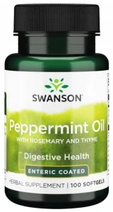 Swanson Peppermint Oil with Rosemary and Thyme - Olejek Miętowy z Rozmarynem i Tymiankiem 100 kapsułek - Odporność Układ Pokarmowy Przeciwbólowe