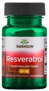 Swanson Resveratrol - Resweratrol 100mg 30 kapsułek - Antyoksydant Cholesterol Krążenie