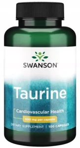 Swanson Taurine - Tauryna 500mg 100 kapsułek - Poziom Cukru Serce Mięśnie Regeneracja