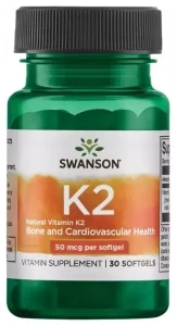 Swanson K-2 Natural Vitamin K2 - Witamina K2 Naturalna 50mcg 30 kapsułek - Kości Krzepliwość Krwi Krążenie