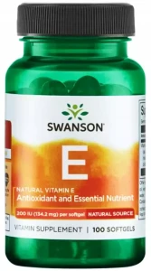 Swanson Witamina E Naturalna 200IU 100 kapsułek - Młodość Stres Oksydacyjny Skóra