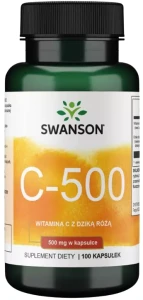 Swanson C-500 Witamina C z Dziką różą 100 kapsułek - Stres oksydacyjny Produkcja kolagenu