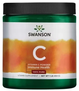 Swanson Witamina C Powder - Witamina C Proszek 100% czystości 454g - Odporność Antyoksydant Skóra