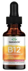 Swanson B12 Cyanocobalamin - Witamina B-12 w płynie 59ml - Układ Nerwowy Zmęczenie Mięśnie