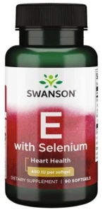 Swanson E with Selenium - Witamina E & Selen 90 kapsułek - Odporność Wzrok Skóra Krążenie