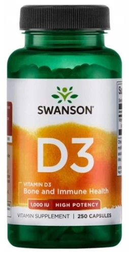 D3 Vitamin 1000IU - Witamina D-3 1000IU 250kaps, Swanson