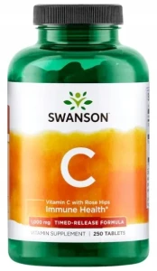 Swanson Vitamin C with Rose Hips - Witamina C1000 z dziką różą 250 tabletek - Odporność Skóra Kości Stawy
