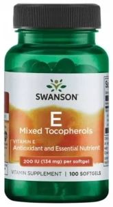 Swanson E Mixed Tocopherols - Witamina E mieszanka 200IU 100 kapsułek - Skóra Wzrok Procesy starzenia