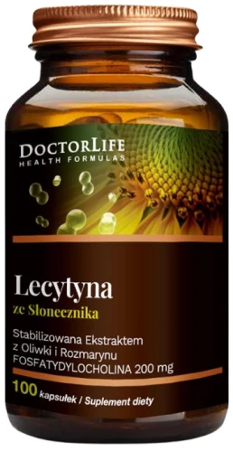 Lecytyna ze słonecznika 1200mg &amp; Fosfatydylocholina 100 kaps, Doctor Life