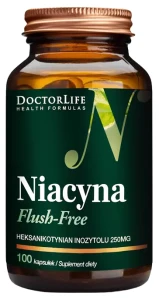 Doctor Life Niacyna Flush-free 250mg 100 kapsułek - Cholesterol Skóra Komórki Nerwowe