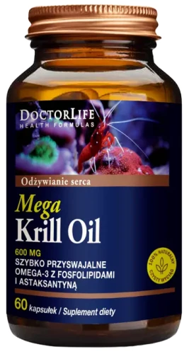 Olej z Kryla Mega Krill Oil 600mg Omega-3 60 kapsułek, Doctor Life