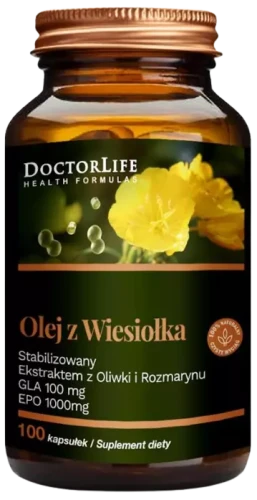 Olej z Wiesiołka (EFAs) 1300mg (10% GLA) 100 kapsułek, Doctor Life