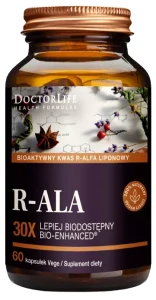Doctor Life Kwas R-ALA (Bio-Enhanced) 261mg 60 kapsułek - Antyoksydant Cholesterol Cukrzyca Glukoza