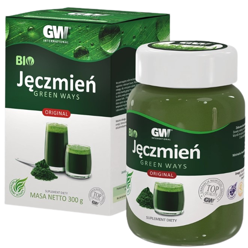 Green Ways Sproszkowany BIO Jęczmień Sok z BIO liści młodego jęczmienia Proszek Enzymy Chlorofil Witaminy