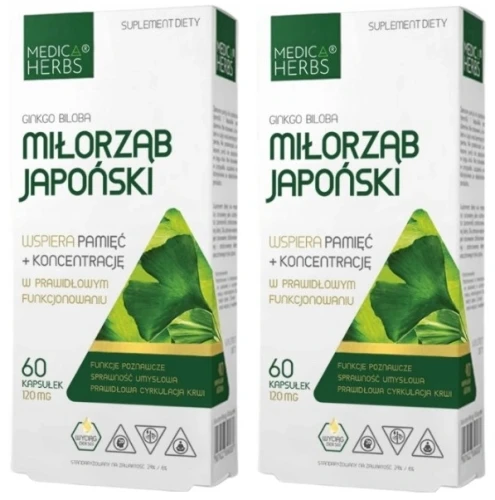 Zestaw 2x Miłorząb japoński, Medica Herbs