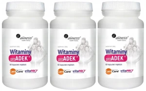 Zestaw 3x Aliness Witaminy ProADEK 60 kapsułek - Skóra Odporność Wzrok Krzepnięcie Krwi